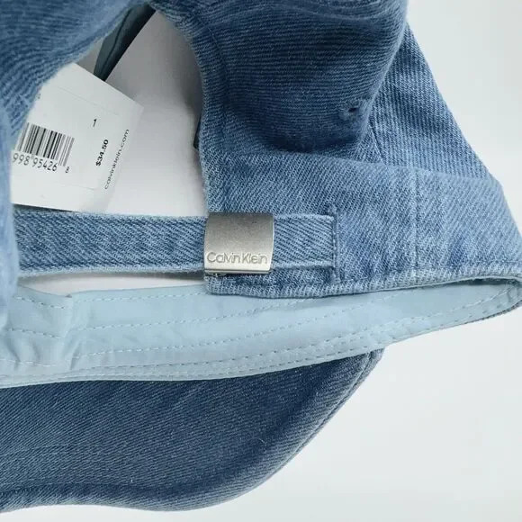 Calvin Klein CK Washed Denim Embroidered Logo Baseball Cap Unisex Hat NWT - Picture 3 of 8